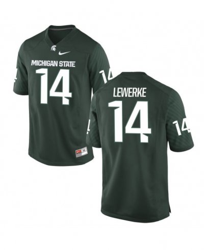 Men's Brian Lewerke Michigan State Spartans #14 Nike NCAA Green Authentic College Stitched Football Jersey DL50L44CH